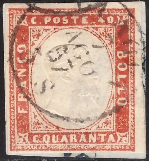 Italiaanse oude staten - Sardinië 1855 - 40 c. 16b dark vermilion - Sassone N. 16b