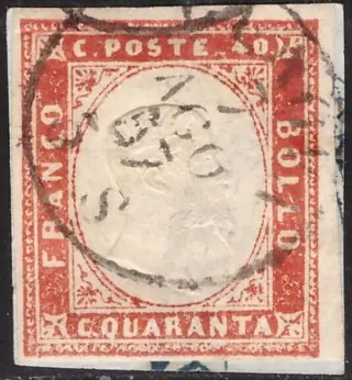 Italiaanse oude staten - Sardinië 1855 - 40 c. 16b dark vermilion - Sassone N. 16b
