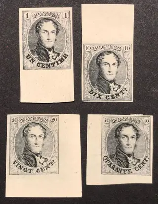 België 1929 - Medaillons 1c, 10c, 20c, 40c in zwart-wit druk met VELRAND / VELHOEK - Stes RP077, 079, 087, 089
