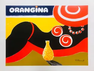 Bernard Villemot - Orangina On the beach - (linen backed on
