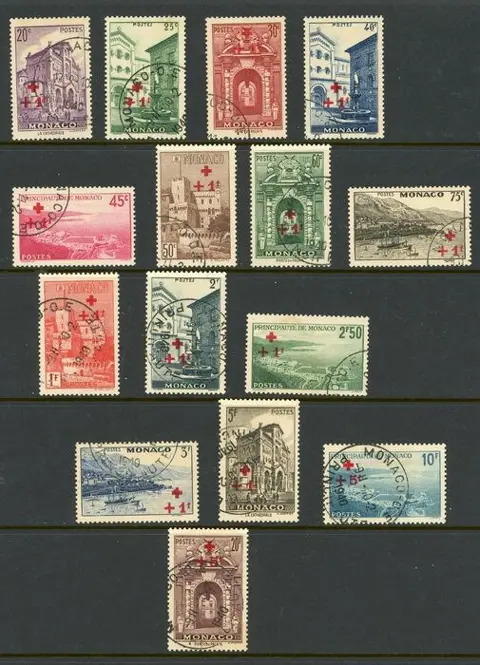 Monaco 1940 - 1st choice, complete Red Cross series - Yvert n°200/214