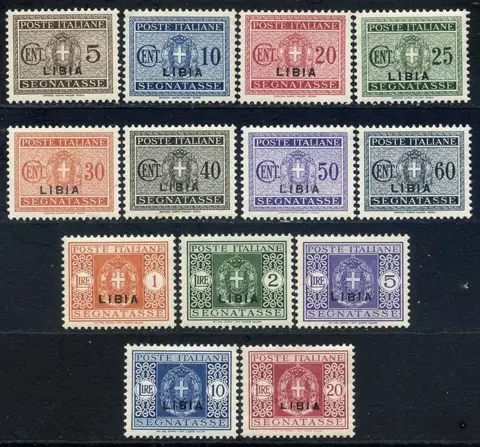 Italiaans Libië 1915 - Segnatasse, I emissione, serie completa di 13 valori ottimamente centrati - Sassone N. T 12/24