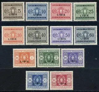 Italiaans Libië 1915 - Segnatasse, I emissione, serie completa di 13 valori ottimamente centrati - Sassone N. T 12/24