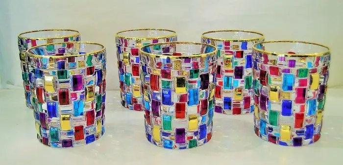 Vetreria Zecchin - 6 glazen gegraveerd en met de hand