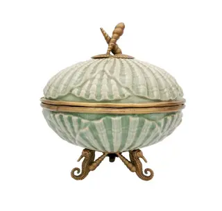 Centerpiece - lidded jar (1) - Brons, Porselein