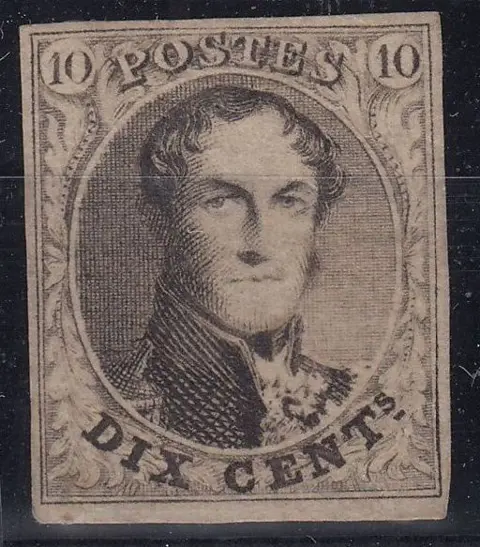 België 1851 - Medaillon 10 c (watermerk LL ) - Luxe marges - OBP 6