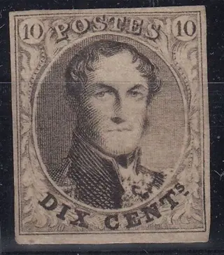 België 1851 - Medaillon 10 c (watermerk LL ) - Luxe marges - OBP 6