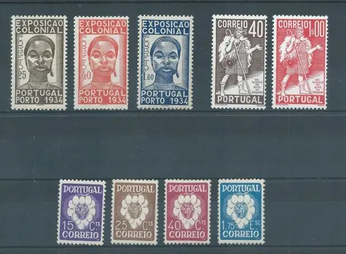 Portugal 1934/1946 - Group of sets of the 1st centennial - Mundifil nº 561/563, 577/578, 579/582