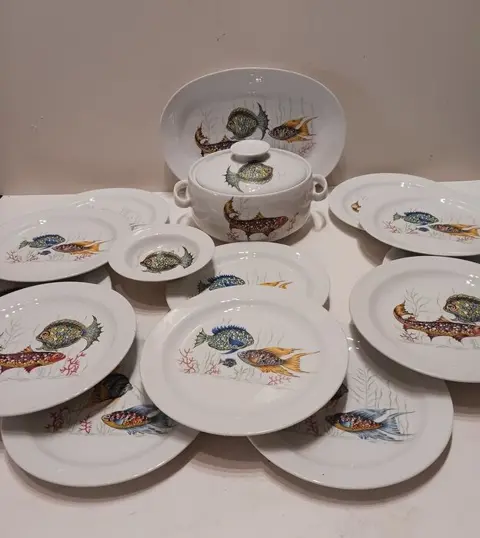 Richard Ginori - Visservies voor 6 (15) - Porselein