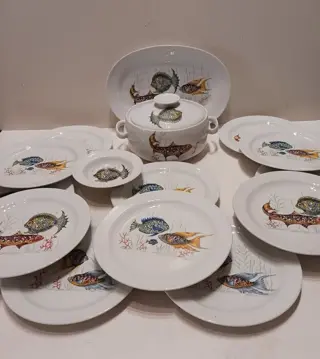 Richard Ginori - Visservies voor 6 (15) - Porselein