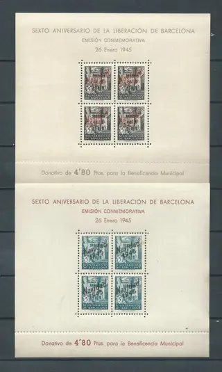 Spanje 1945 - Barcelona City Council unissued miniature sheets - Edifil NE 29/30