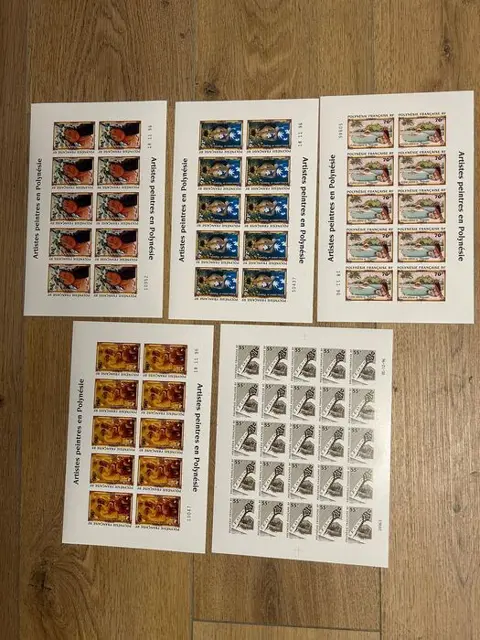 Frans-Polynesië 1996 - non dentelés - peintres et Etudes océaniennes - en feuilles - neufs** - Maury n°520 à 523 x 10 exemplaires et n°524 x 25 exemplaires
