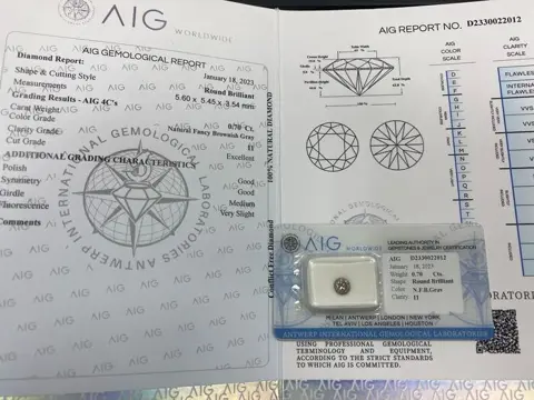 1 pcs Diamanten - 0.70 ct - Rond - No reserve price , fancy