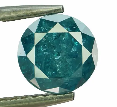 Diamant - 1.18 ct - Rond - Kleurbehandeld - fancy blauw -