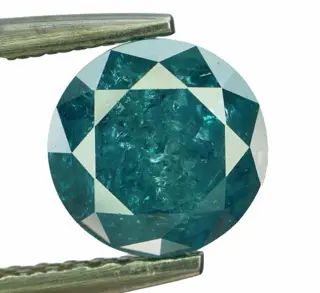 Diamant - 1.18 ct - Rond - Kleurbehandeld - fancy blauw -