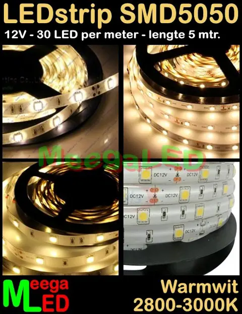 LED strip strips met 150 - 5050 3chip SMD LEDs