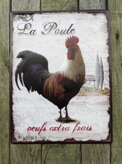 Landelijke decoratie , bord met haan