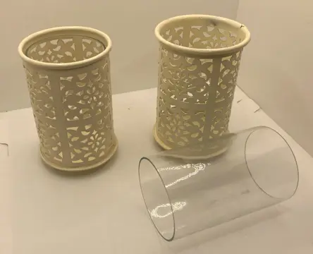 THEELICHTJES SET 2 STUKS CREME METAAL 12 cm NIEUW