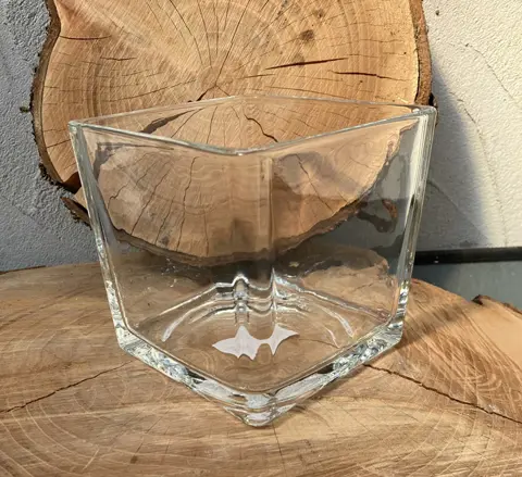 GLAZEN ACCUBAK, VAAS, MAXI THEELICHT JASPER VIERKANT 12 CM NIEUW