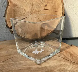 GLAZEN ACCUBAK, VAAS, MAXI THEELICHT JASPER VIERKANT 12 CM NIEUW