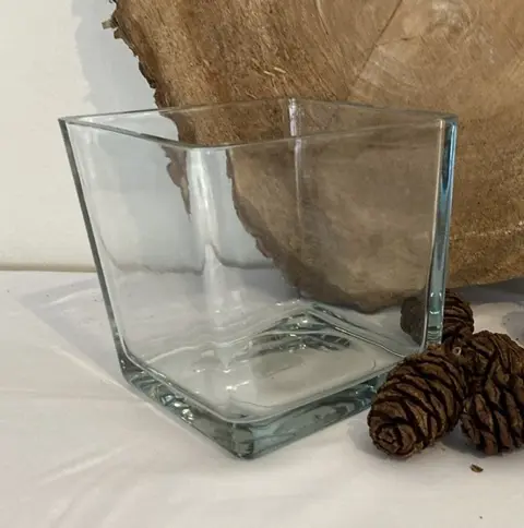 GLAZEN ACCUBAK, VAAS, MAXI THEELICHT JASPER VIERKANT 14 CM NIEUW