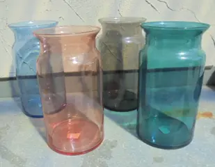 VAAS GLAS MELKBUS BLAUW 29 CM DIA 16 CM NIEUW