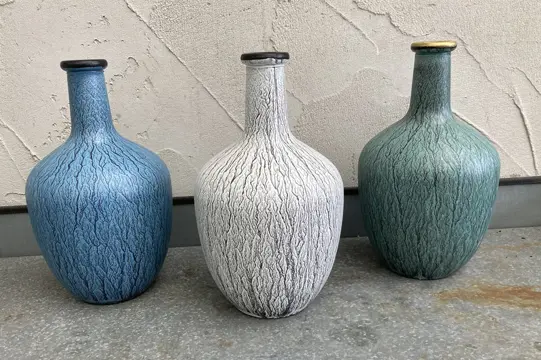 FLESSEN VAAS BLUE HANDPAINTED GROOT NIEUW