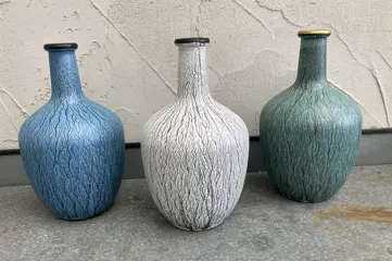 FLESSEN VAAS BLUE HANDPAINTED GROOT NIEUW