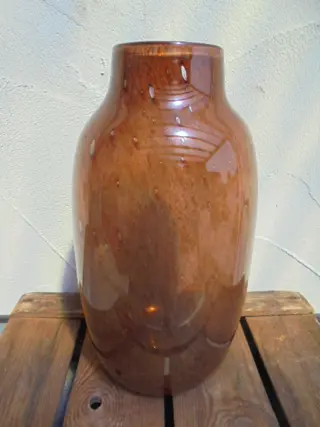 VAAS WATERVAL GLAS BRUIN h 33 X DIA 18 CM Nieuw