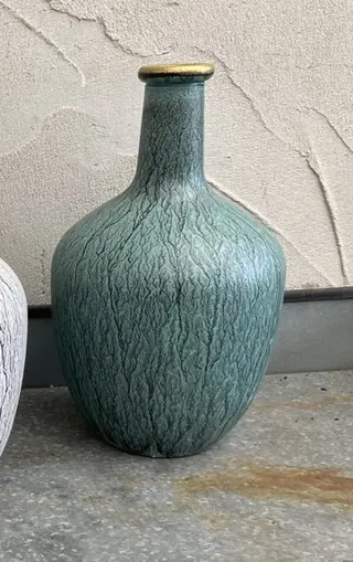 FLESSEN VAAS GREEN HANDPAINTED GROOT NIEUW