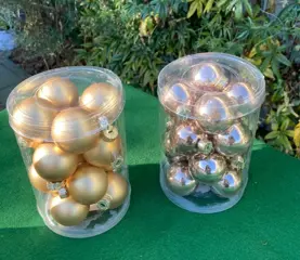 KOKER MET 16 KERSTBALLEN GOUD glans en mat NIEUW