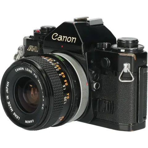 Tweedehands Canon A-1 met FD 28mm f/2.8 chrome nose CM5225