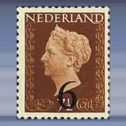 Opruimingsopdruk in zwart op frankeerzegel (1950)