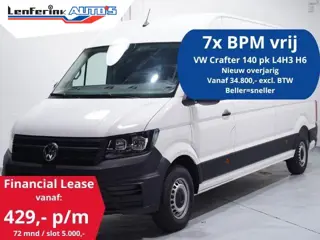 Volkswagen Crafter 2.0 TDI 140 pk L4H3 Airco, Cruise Control Geveerde Stoel, PDC V+A, 3-Zits, Nieuw 