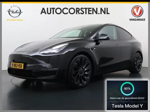 Tesla Model Y Performance 535pk AWD 75kWh SOH 95% Warmtepomp Panoramadak Navi Ecc Leder Lmv 21" Keyl