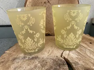 VAAS YELLOW MET FLUWEEL DECOR SET H 16 cm NIEUW