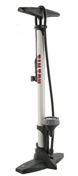 Simson fietspomp met manometer staal 61 cm wit (020601)
