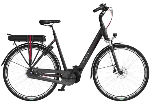 Vyber Ride E1 522Wh 28 Inch 57 cm Dames 7V Hydraulische schijfrem Zwartglans/Rood
