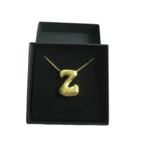 Titanium Staal 18K Goud Vergulde Bubble Letter Z Ketting