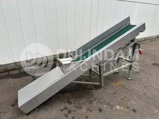 Opvoerband roestvrij staal met vlakke transportband 290 x 30 cm