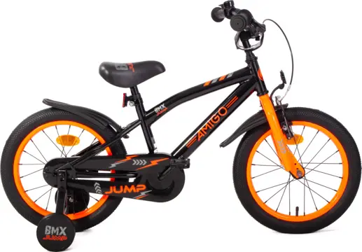 AMIGO BMX Jump 16 Inch 25,5 cm Jongens Terugtraprem Zwart/Neon Oranje