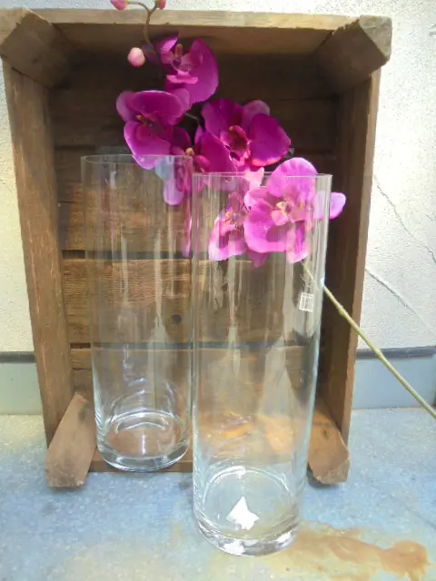 VAAS 2 DLG HELDER GLAS CILINDER 30 X DIA 10 CM NIEUW