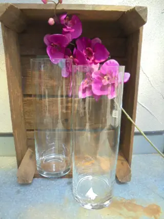 VAAS 2 DLG HELDER GLAS CILINDER 30 X DIA 10 CM NIEUW