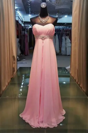 Roze strapless taille elegante avondjurken galajurken