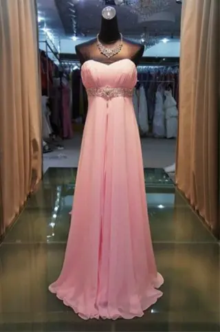 Roze strapless taille elegante avondjurken galajurken