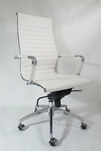 Design bureaustoel wit leer
