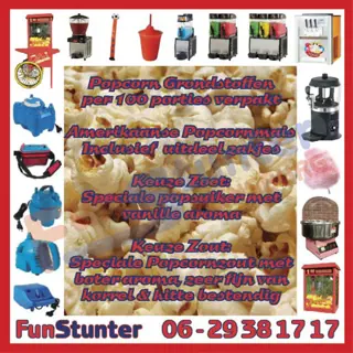 POPCORN grondstoffen, MAIS Popsuiker, popzout uitdeelzakjes