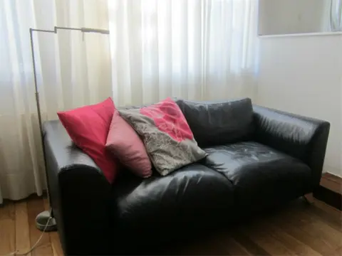 Tweezits bank /Blauw leder