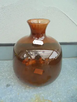 VAAS BOLPOT GRIETJE ORANJE GLAS 19 x DIA 16 CM NIEUW
