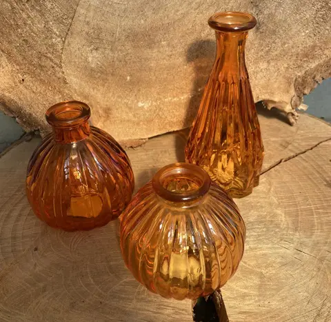 VAASJES KLEIN SET 3 MODELLEN DEEPORANJE GLAS Nieuw